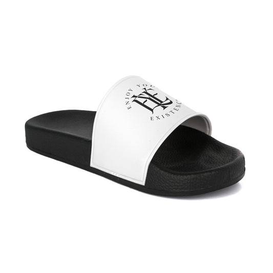 Minimalist Monogram Slide Sandals — 'Enjoy Your Existence' Black & White Women's Slides