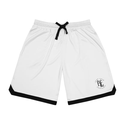 Basketball Rib Shorts — White Performance Mesh Athletic Shorts