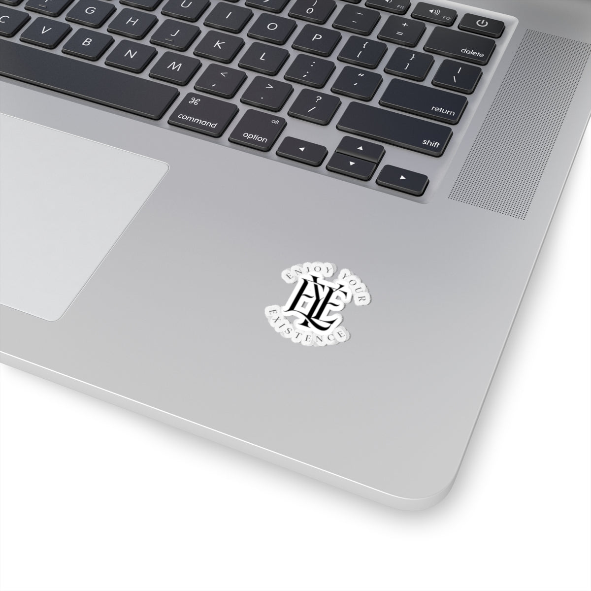 Enjoy Your Existence Monogram Sticker — Gothic Lettering Kiss-Cut Vinyl